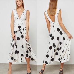 Topshop Black and White Polka Dot High Low Dress